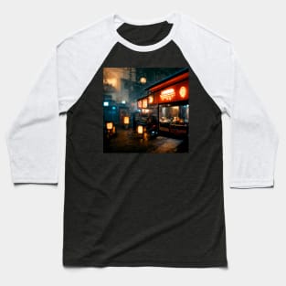 Noodle Corner - Cyberpunk Cityscapes Baseball T-Shirt